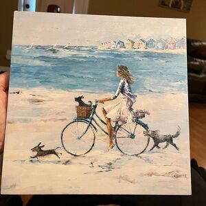 Hobby Lobby Coastal Bicycle Art Print - Blue and White